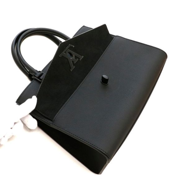 Louis Vuitton Tote Bag Lock Me Calf Leather Noir Black PM 2way Shoulder Bag - Picture 3 of 6